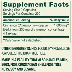 Spring Valley Cinnamon Capsules 1000 mg Metabolism Support 400 Count