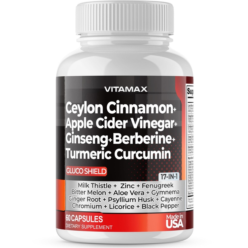 Gluco Health Support: Ceylon Cinnamon, Turmeric, Apple Cider Vinegar, Berberine
