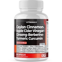 Gluco Health Support: Ceylon Cinnamon, Turmeric, Apple Cider Vinegar, Berberine