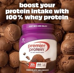 Premier Protein Whey Powder, Chocolate Milkshake, 24.5 oz Gluten-Free 1.53 pound