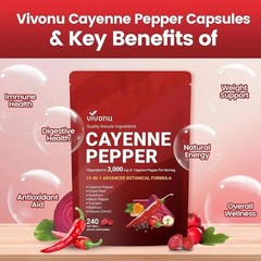 VivoNu Cayenne Pepper Softgels Supplement – 240 Capsules NEW FREE SHIP