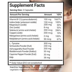Thyroid Support With Iodine Boost Energy Metabolism Weight Loss 120 Capsules