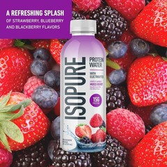 Isopure Clear Protein Water with Electrolytes, 15g, 20 fl oz,12-Pack