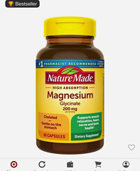 Nature Made Magnesium Glycinate 200 mg Capsules, 60 Ct, Gluten-Free