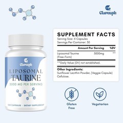 Taurine Supplement Liposomal Taurine 3000mg – High Dose Taurine Amino Acid Suppl