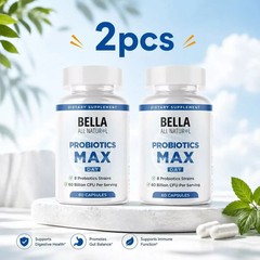 2 BOTTLES–Bella All Natural Probiotics for Digestive & Immune Health, 60 B CFU