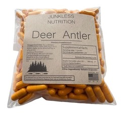 100% PURE Deer Antler Velvet Extract 20:1 Powder Capsules 500mg (Cervi Cornu)