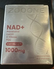Zooone NAD+ Resveratrol CoQ10 D-Ribose PQQ 1000mg 30 packets 10.56 oz exp: 8/27