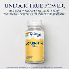 Solaray L-Carnitine 500 mg, Free Form Amino Acid, Lab Verified, GMP Facility,