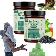 16 in 1 Organic Sea Moss Gummy | Irishmoss Extract 6000Mg | Green Apple Flavor