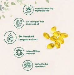 2-in-1 Oil of Oregano & Black Seed Softgels–with Carvacrol for Immune & Wellness