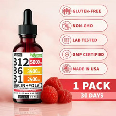 Nusava Vitamin B12+B6 Liquid Drops 5 Pack Sublingual Energv & Brain Support