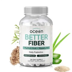 Organics Ocean Better Fiber 90 Caps Psyllium Slippery Elm Stool Support