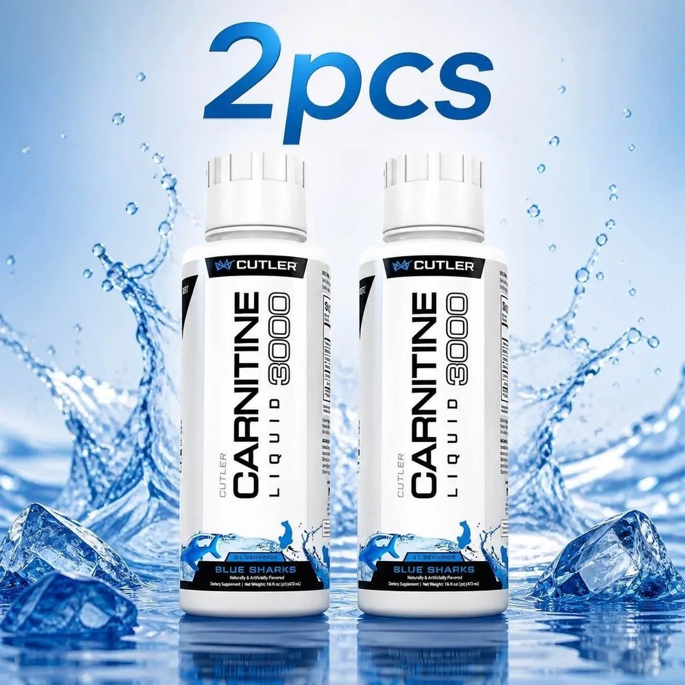 2 PACKS-NEW Cutler Nutrition Liquid Carnitine 3000mg Blue Sharks flavor SEALED*