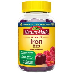 Nature Made Iron Supplement 18mg Per Serving – Raspberry Flavored – 60ct