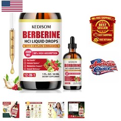 1 Fl Oz All-Natural 12-in-1 Berberine Supplement Drops for Daily Health Boost