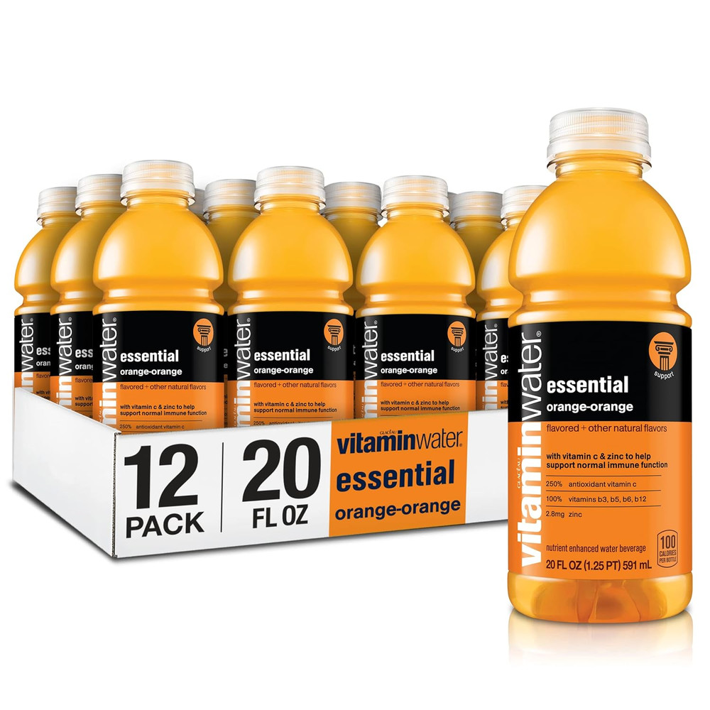 essential electrolyte enhanced water w/vitamins, orange-orange drinks, 20 fl oz,