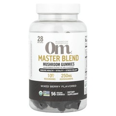 Om Mushroom Superfood Master Blend 56 Gummies Cordyceps Reishi Berry Exp 2/26