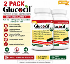 2-Pack Glucocil Blood Sugar Support 30-Day Supply 120 Softgels Each New with Box