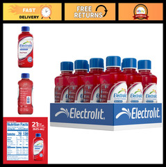 Electrolyte Drink Mix, Fruit Punch Flavor, 21 Fl Oz Bottles, Pack of 12