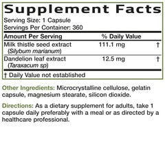 Bronson Milk Thistle Silymarin Marianum & Dandelion 360 Count (Pack of 1)