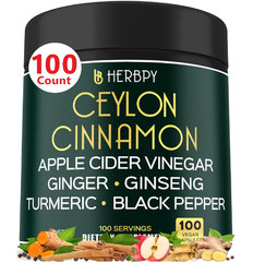 Herbpy 6in1 Premium Ceylon Cinnamon Supplement Plus Apple Cider Vinegar, Turmeri