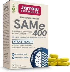 Jarrow Formulas SAMe 400, 400 mg, Extra Strength 30 Tablets Vegan EXP. 10/28
