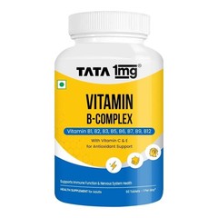 Tata 1mg Vitamin B Complex Capsules with, B1,B2,B3,B5,B6,Biotin (Pack of 60) A86