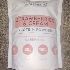 Just Ingredients Strawberries & Cream Protein Powder Casein-Free GF 1.49lb 15sv