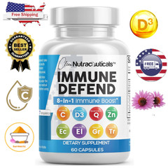 Apoyo de defensa inmune 8 en 1 con zinc, quercetina, vitamina C, D3 y saúco
