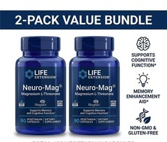 Life Extension Neuro-Mag Magnesium L-Threonate 2-Pack Magtein Brain 180 Caps