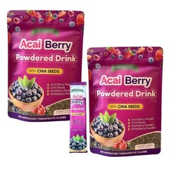 2-Pack Ftgum Acai Berry Powdered Drink w/ Chia Seeds, Strawberry & Cranberry
