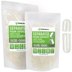 Vegan Size 000 Empty Capsules – 1000 Count Separated in Bags – Easy to Fill