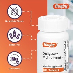 Rugby Daily-Vite Multivitamin Daily Vitamin Supplement for Adults 100 Tablets