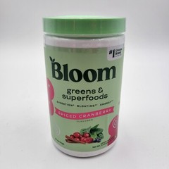 Bloom Greens & Superfoods Powder Spiced Cranberry 5.49oz 25 Servings Exp 8/26