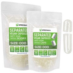 XPRS Nutra Vegan Size 000 Separated Capsules- 500 Count Premium Empty Caps Se…