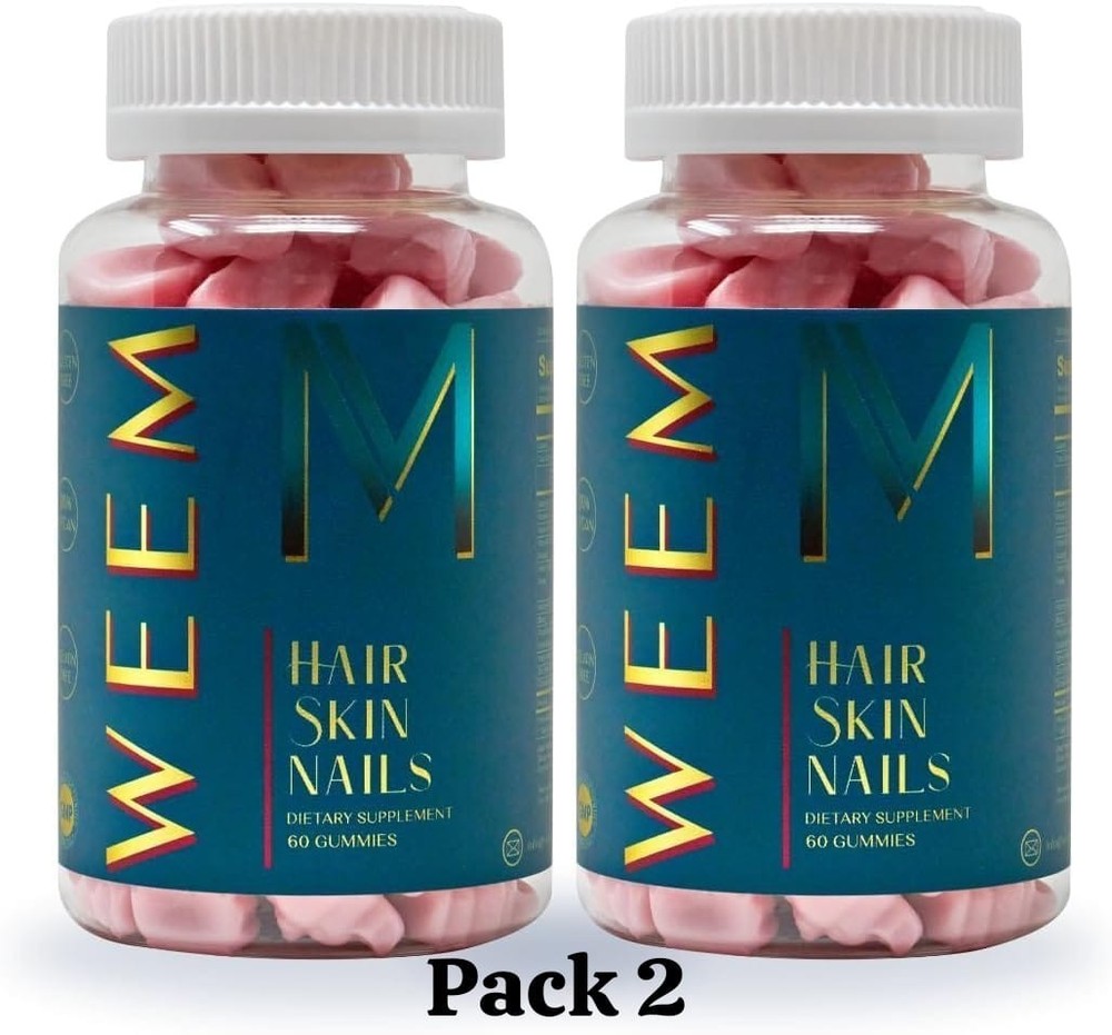 2Pack WEEM Hair Skin and Nails Gummies Supports Healthy Hair 60ct EXP 2027