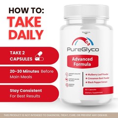 PureGlyco Blood Sugar Support Supplement Capsules Natural 1 Pack 60Ct