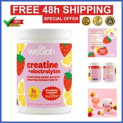 Wellah Creatine + Electrolytes Powder – Strawberry Lemonade – 30 Servings