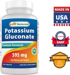 2 Pack Best Naturals Potassium Gluconate 595 mg 250 Tablets