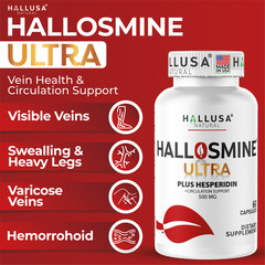 HALLOSMINE ULTRA – Diosmin Hesperidin 650mg – Varicose Veins Treatment – 60 Caps