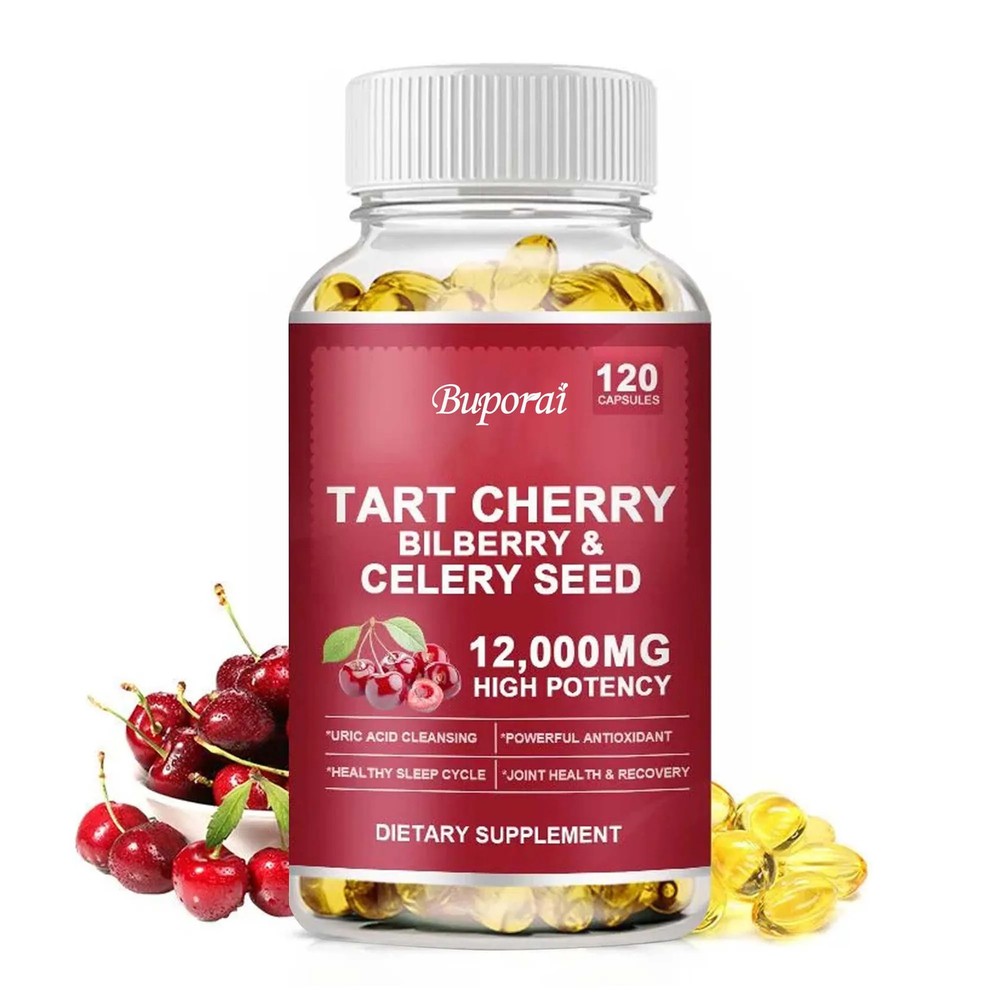 Tart Cherry Bilberry 120pcs, Cleanse, Support Sleep & Joint Health Muscle Repair