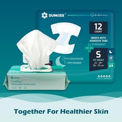 SUNKISS TrustPlus Overnight Adult Diapers with Tabs, Unisex Disposable Inconti