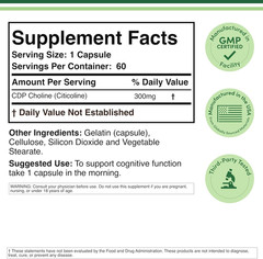 CDP Choline (Citicoline) Supplement, Pharmaceutical Grade, Third Party Tested (6