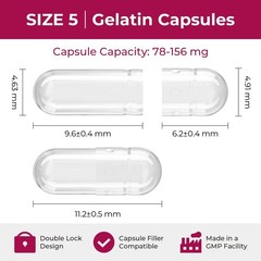 Empty Gelatin Capsules Size 5 – (100 Count) Very 100 Count (Pack of 1), Clear