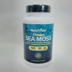 Nutrivein Organic Sea Moss 1600mg plus Bladderwrack & Burdock – Keto, Detox, Gut