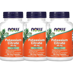 NOW FOODS (3 PACKS) Potassium Citrate 99 mg 180 Veg Capsules