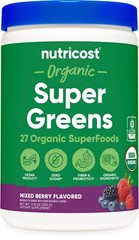 Nutricost Organic Super Greens Powder (30 Servings) Mixed Berry Flavor