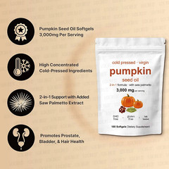 Pumpkin Seed Oil Saw Palmetto 3000 mg Per Serving -Bladder & Prostate Health