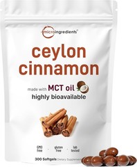 Ceylon Cinnamon 7200mg with MCT Oil, 300 Softgels, Antioxidant & Sugar Support